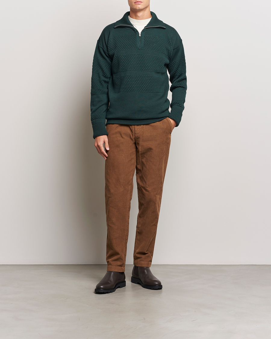 Herren | Pullover | S.N.S. Herning | Fisherman Wool Half Zip Sweater Thunder Green