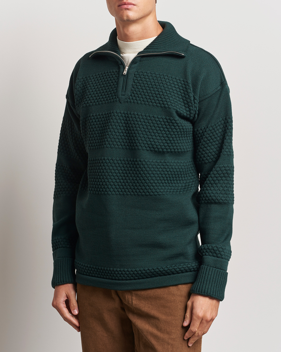 Herren | Pullover | S.N.S. Herning | Fisherman Wool Half Zip Sweater Thunder Green