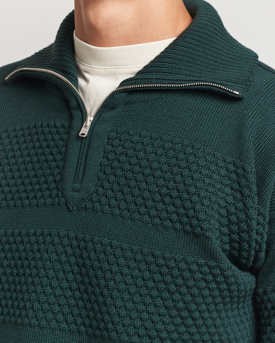 Herren | Pullover | S.N.S. Herning | Fisherman Wool Half Zip Sweater Thunder Green