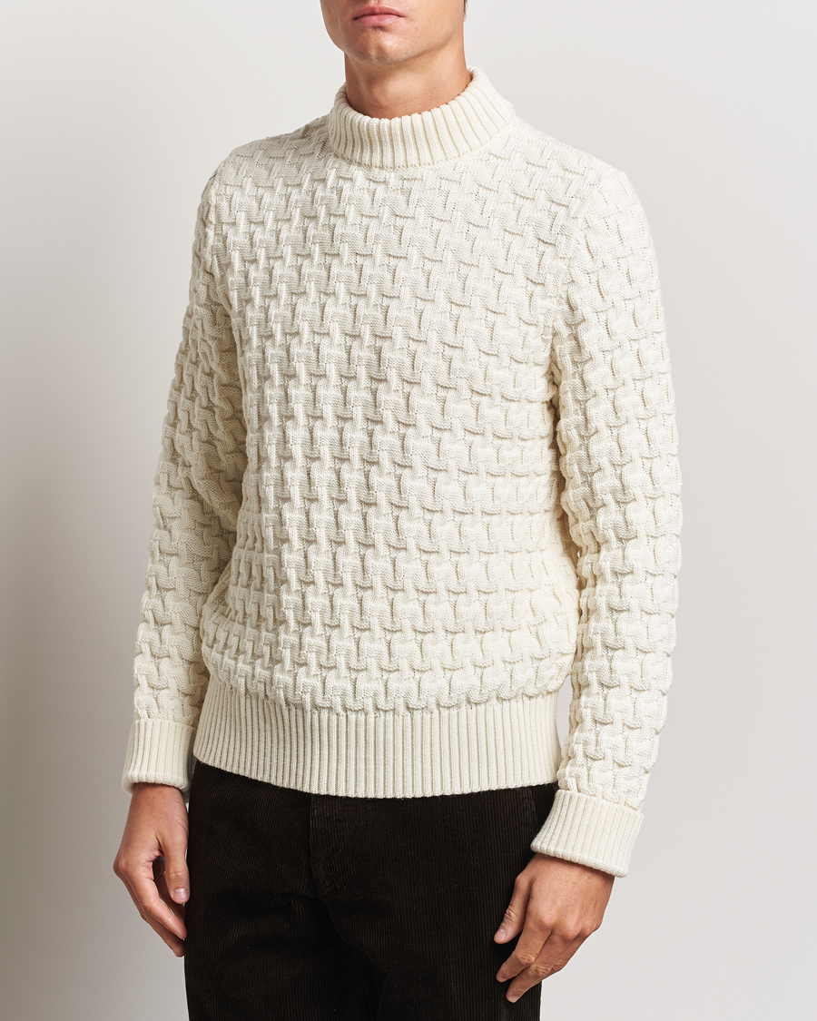 Herren | Pullover | S.N.S. Herning | Stark Wool Cable Knit Sweater Natural White