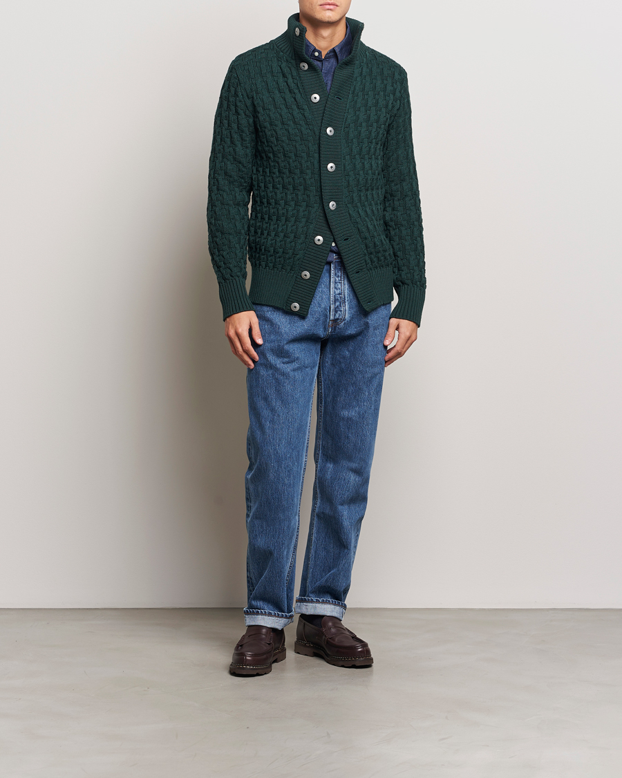 Herren | Pullover | S.N.S. Herning | Stark Wool Cable Knit Cardigan Thunder Green