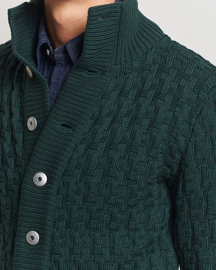 Herren | Pullover | S.N.S. Herning | Stark Wool Cable Knit Cardigan Thunder Green