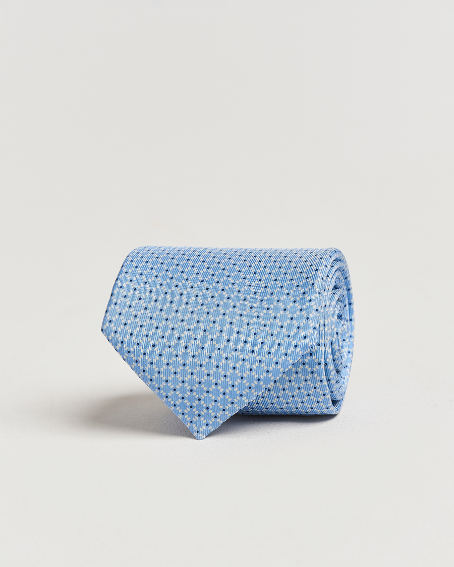 Herren | E. Marinella 3-Fold Printed Silk Tie Light Blue | E. Marinella | 3-Fold Printed Silk Tie Light Blue