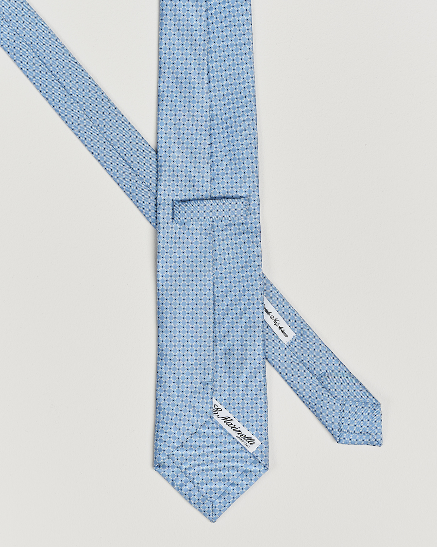 Herren | E. Marinella 3-Fold Printed Silk Tie Light Blue | E. Marinella | 3-Fold Printed Silk Tie Light Blue
