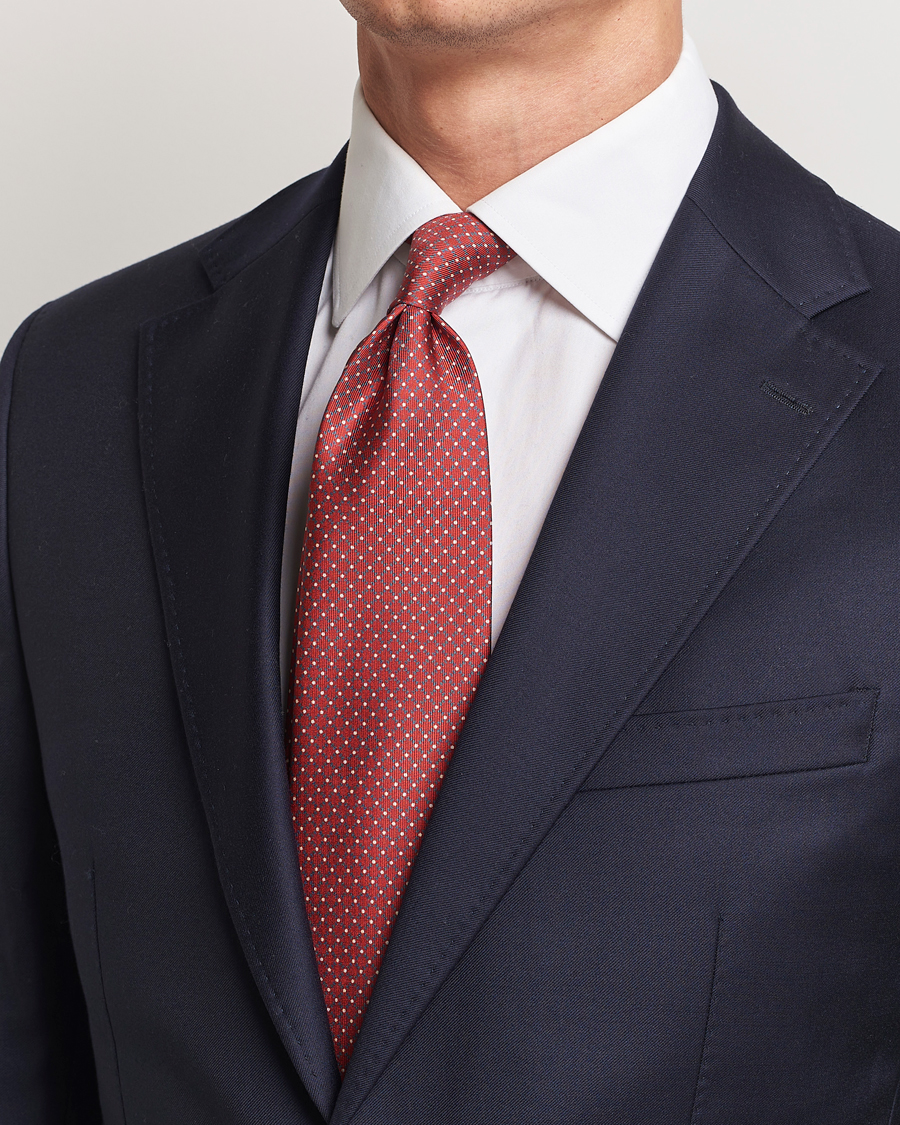 Herren | E. Marinella 3-Fold Printed Silk Tie Burgundy | E. Marinella | 3-Fold Printed Silk Tie Burgundy