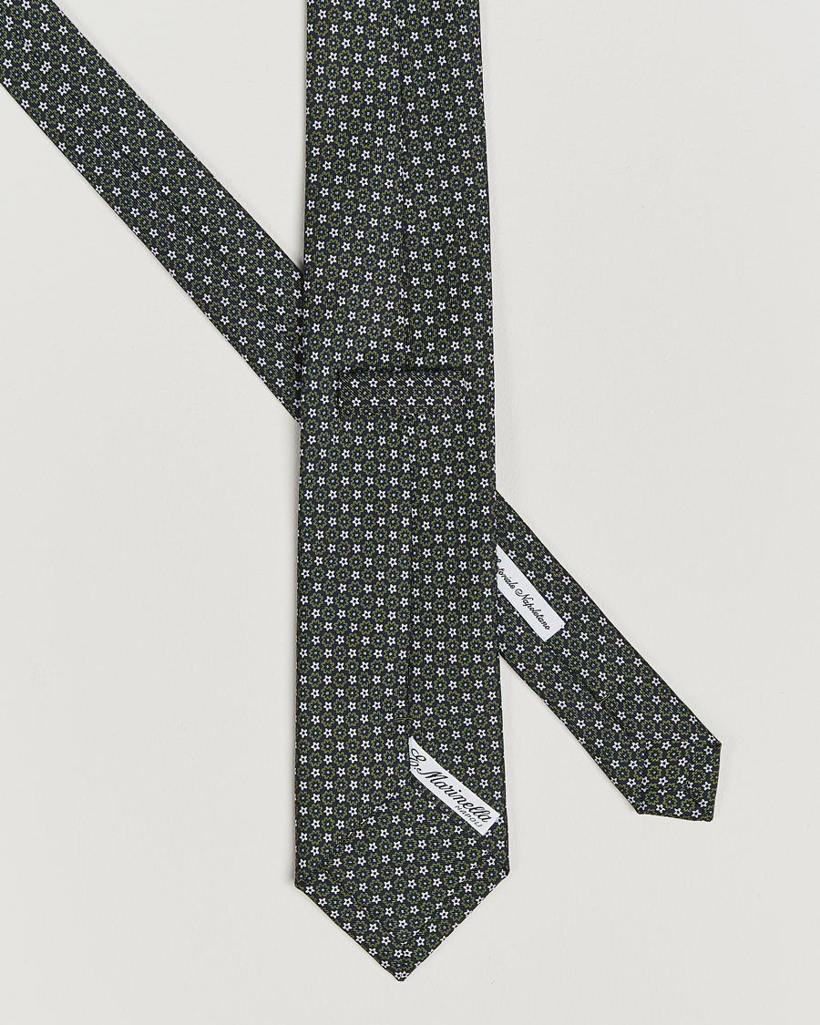 Herren | E. Marinella 3-Fold Printed Silk Tie Navy/Green | E. Marinella | 3-Fold Printed Silk Tie Navy/Green