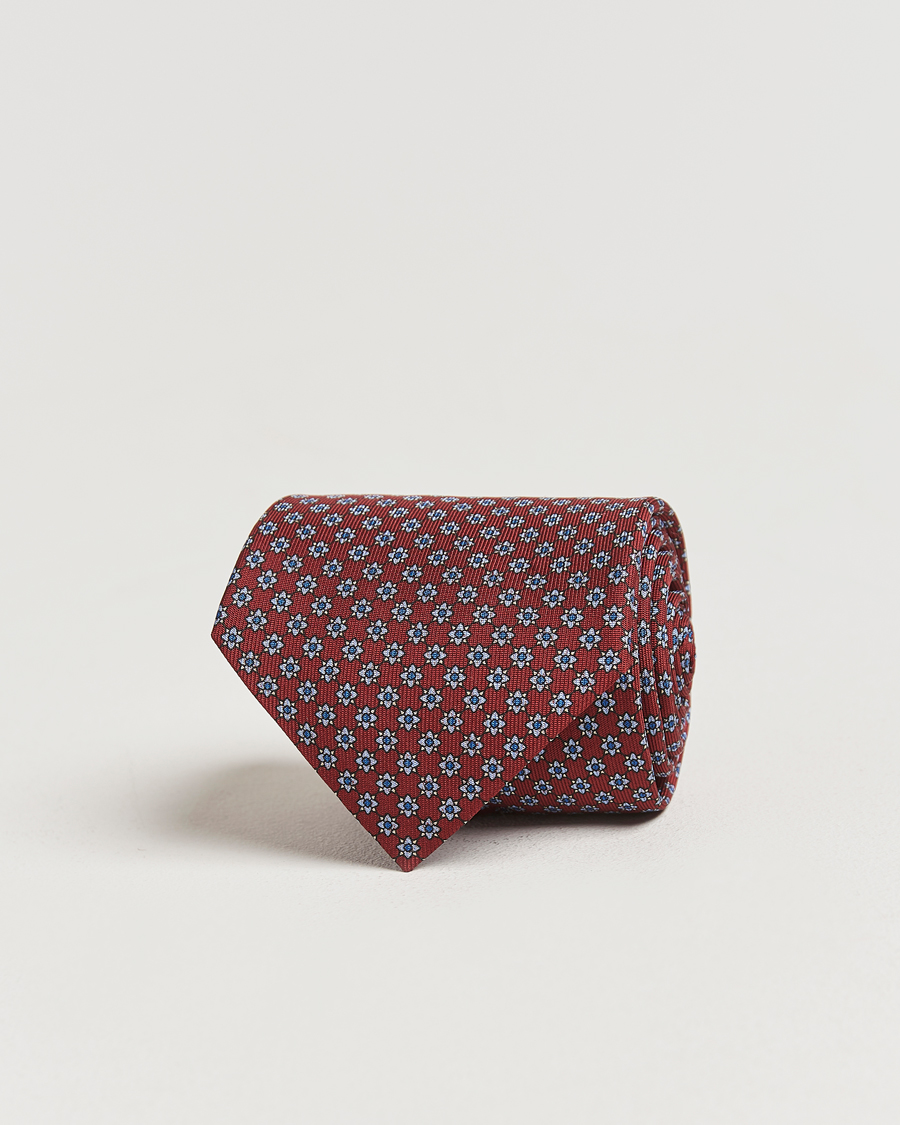 Herren | E. Marinella 3-Fold Printed Silk Tie Burgundy | E. Marinella | 3-Fold Printed Silk Tie Burgundy
