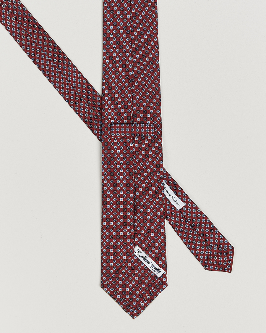 Herren | E. Marinella 3-Fold Printed Silk Tie Burgundy | E. Marinella | 3-Fold Printed Silk Tie Burgundy