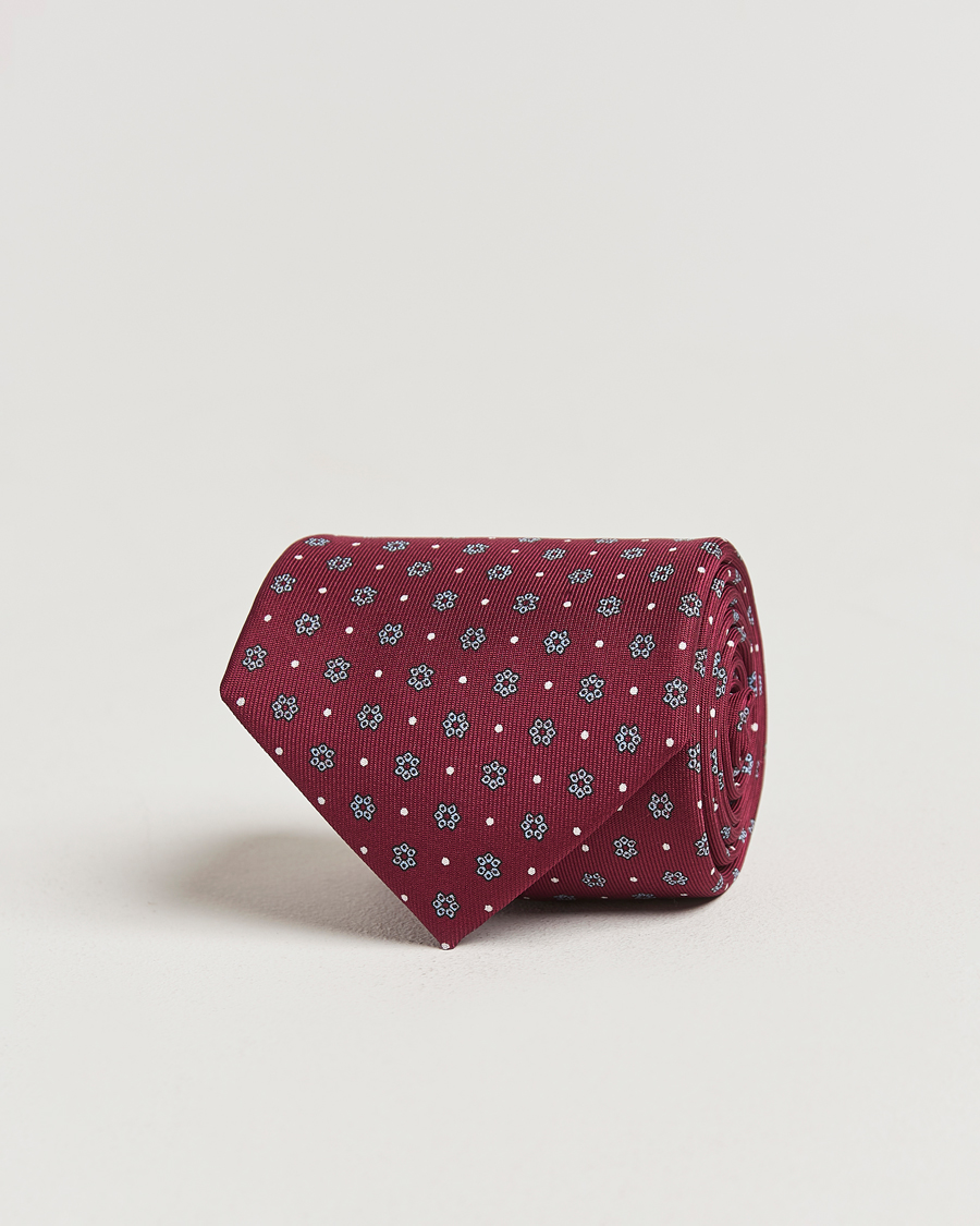Herren | E. Marinella 3-Fold Printed Silk Tie Burgundy | E. Marinella | 3-Fold Printed Silk Tie Burgundy