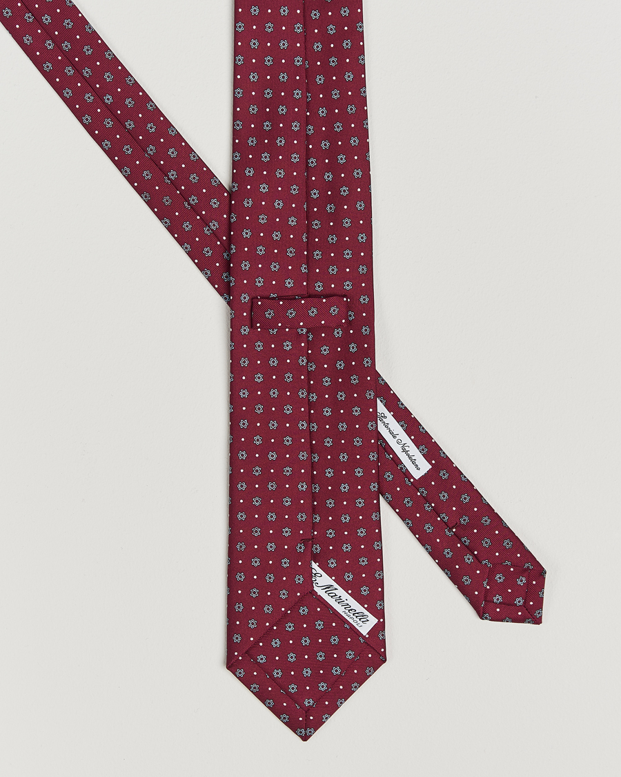 Herren | E. Marinella 3-Fold Printed Silk Tie Burgundy | E. Marinella | 3-Fold Printed Silk Tie Burgundy