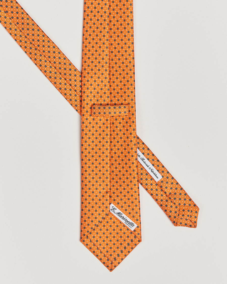Herren | E. Marinella 3-Fold Printed Silk Tie Orange | E. Marinella | 3-Fold Printed Silk Tie Orange