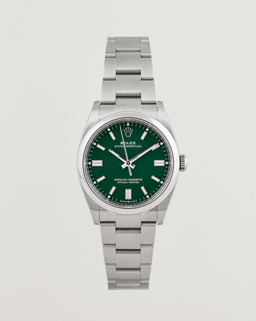 Herren | Rolex Pre-Owned Oyster Perpetual 36 126000 Steel Green Silver | Rolex Pre-Owned | Oyster Perpetual 36 126000 Steel Green Silver