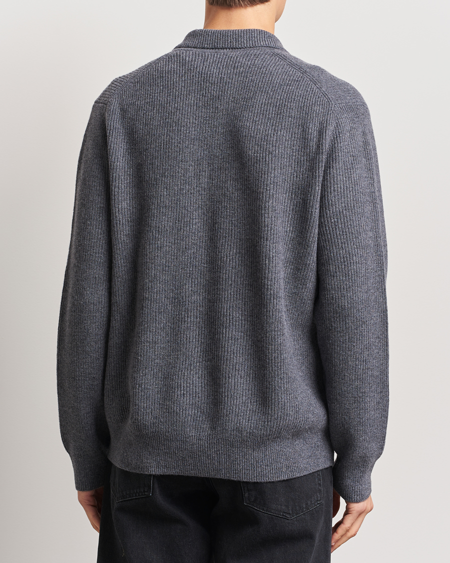 Herren | Pullover | Samsøe Samsøe | Saisaks Merino Rib Knitted Full Zip Charcoal