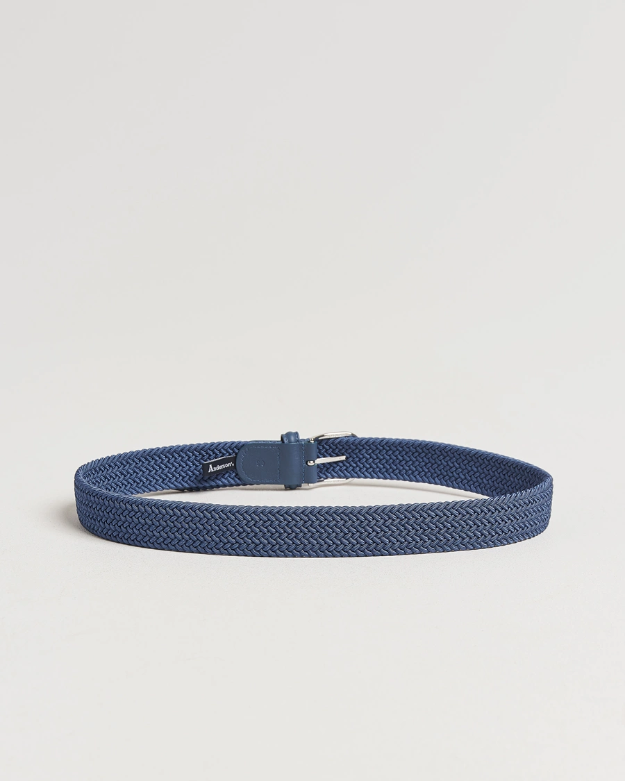 Herren | Gürtel | Anderson's | Stretch Woven 3,5 cm Belt Air Force Blue