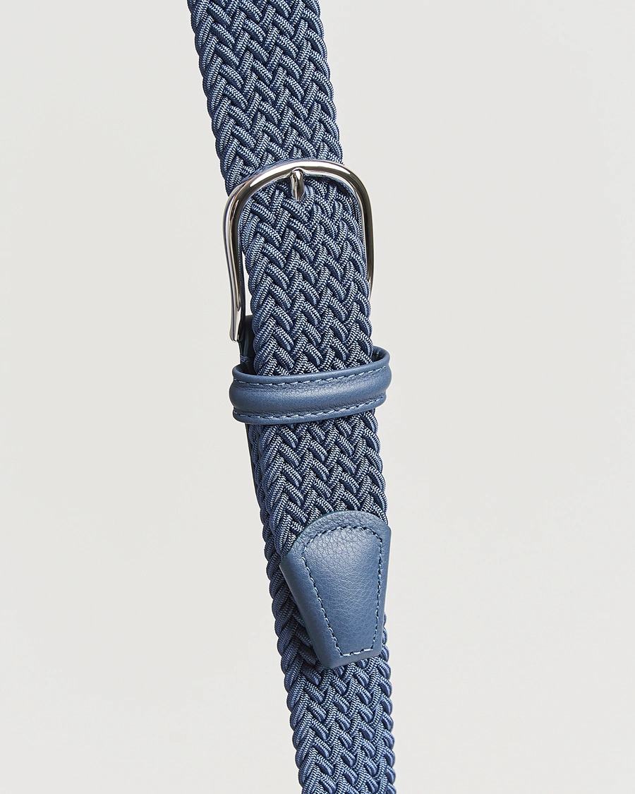 Herren | Gürtel | Anderson's | Stretch Woven 3,5 cm Belt Air Force Blue