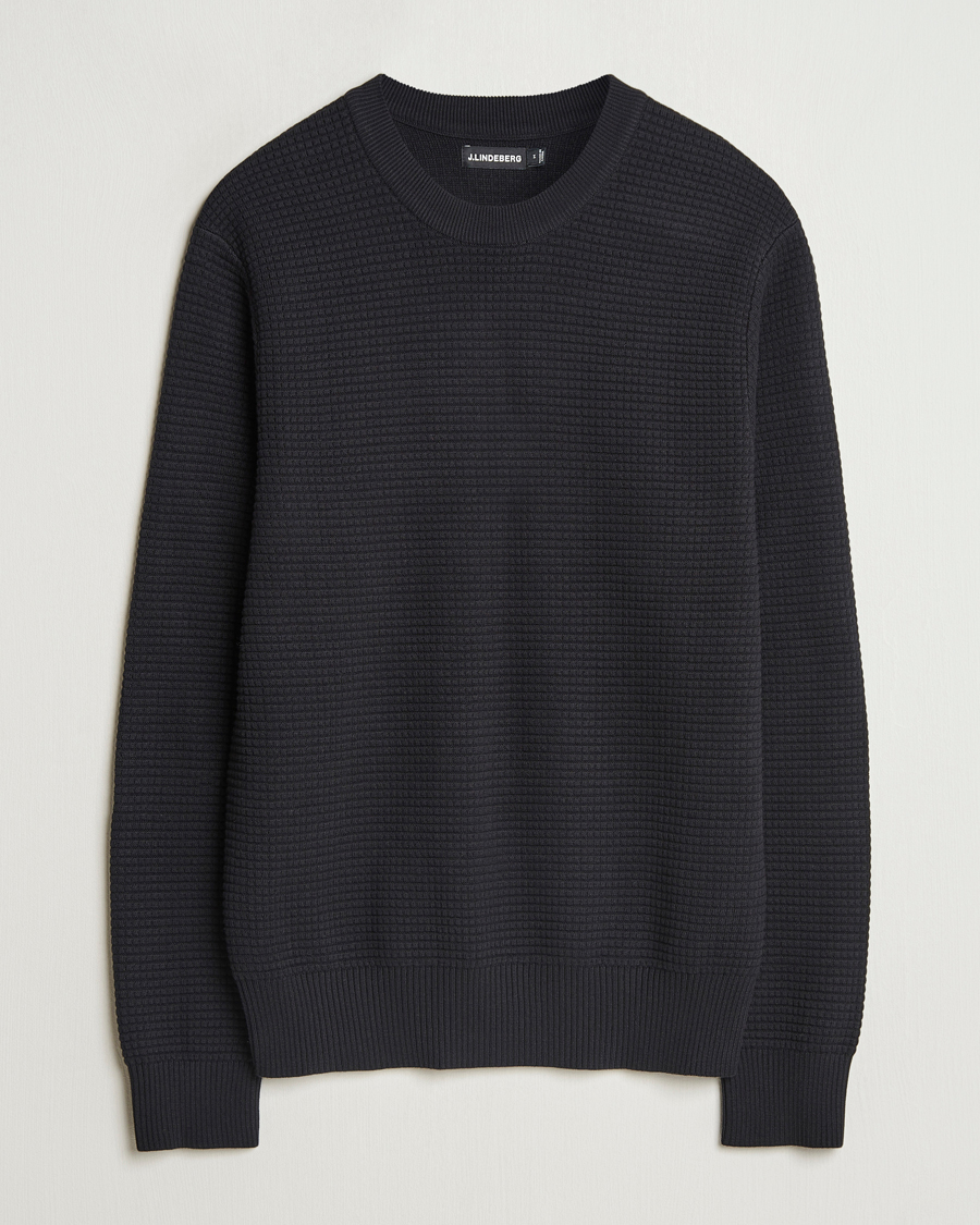 Herren | Pullover | J.Lindeberg | Oliver Structure Cotton Sweater Black