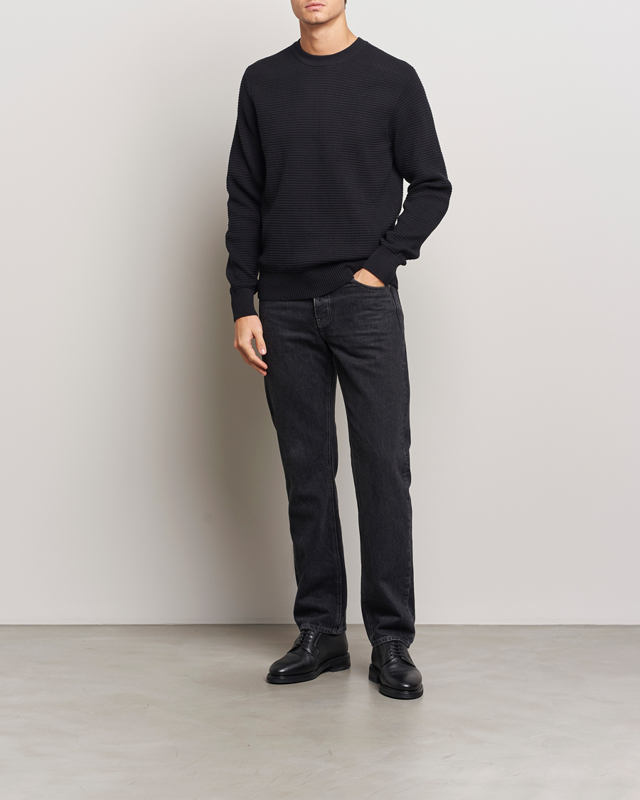 Herren | Pullover | J.Lindeberg | Oliver Structure Cotton Sweater Black