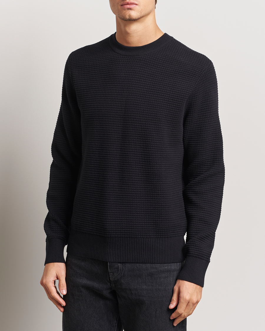Herren | Pullover | J.Lindeberg | Oliver Structure Cotton Sweater Black