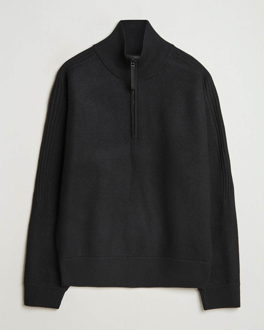 Herren | Pullover | J.Lindeberg | Bon Boiled Wool Quarter Zip Black
