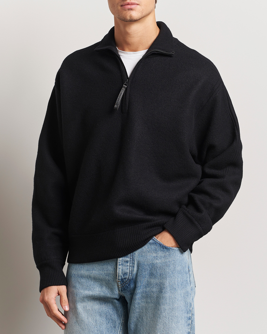 Herren | Pullover | J.Lindeberg | Bon Boiled Wool Quarter Zip Black