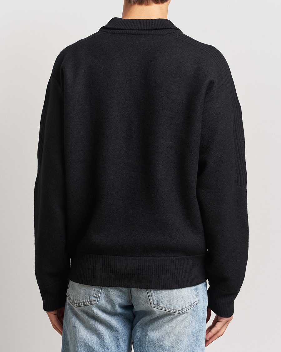 Herren | Pullover | J.Lindeberg | Bon Boiled Wool Quarter Zip Black
