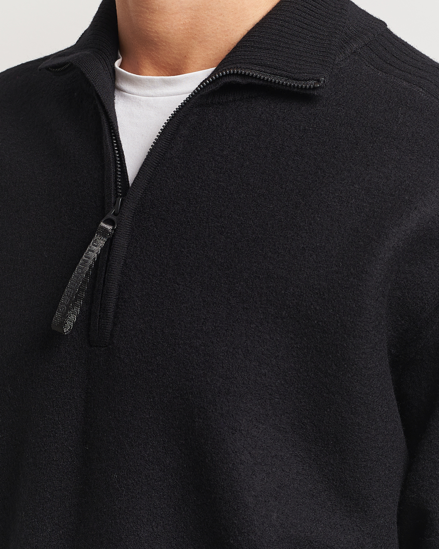 Herren | Pullover | J.Lindeberg | Bon Boiled Wool Quarter Zip Black