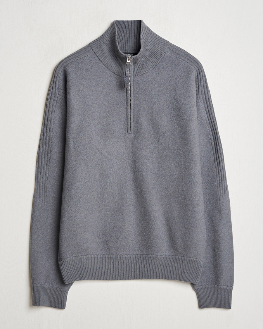 Herren | Pullover | J.Lindeberg | Bon Boiled Wool Quarter Zip Lava Smoke
