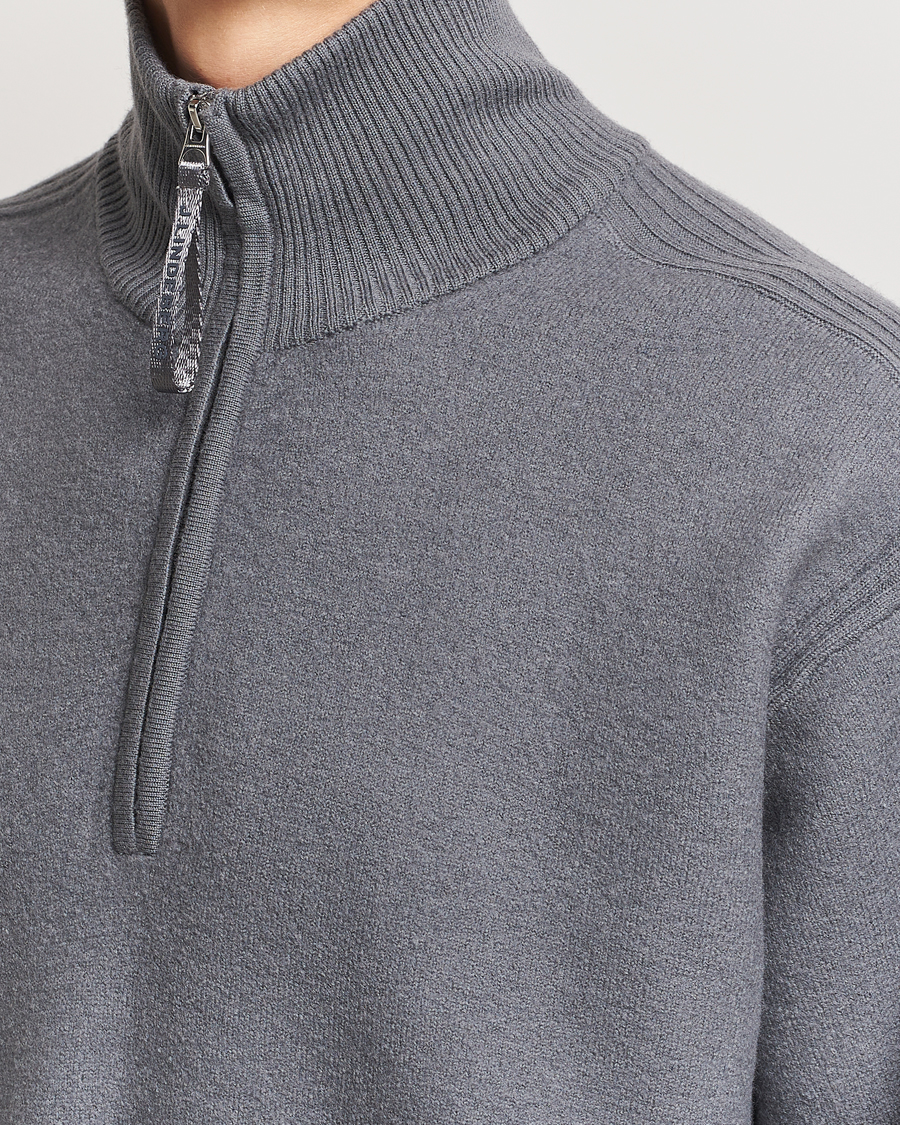 Herren | Pullover | J.Lindeberg | Bon Boiled Wool Quarter Zip Lava Smoke