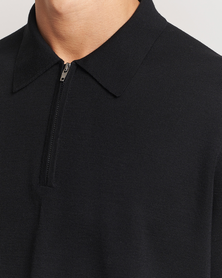 Herren | Pullover | J.Lindeberg | Tyler Quarter Zip Knit Polo Black
