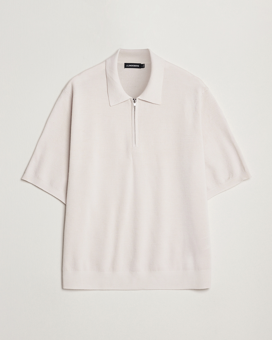 Herren | Pullover | J.Lindeberg | Tyler Quarter Zip Knit Polo Moonbeam