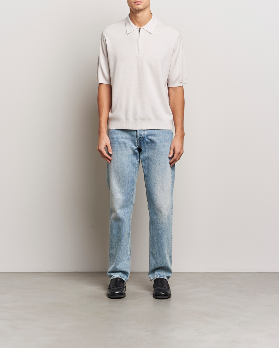 Herren | Pullover | J.Lindeberg | Tyler Quarter Zip Knit Polo Moonbeam