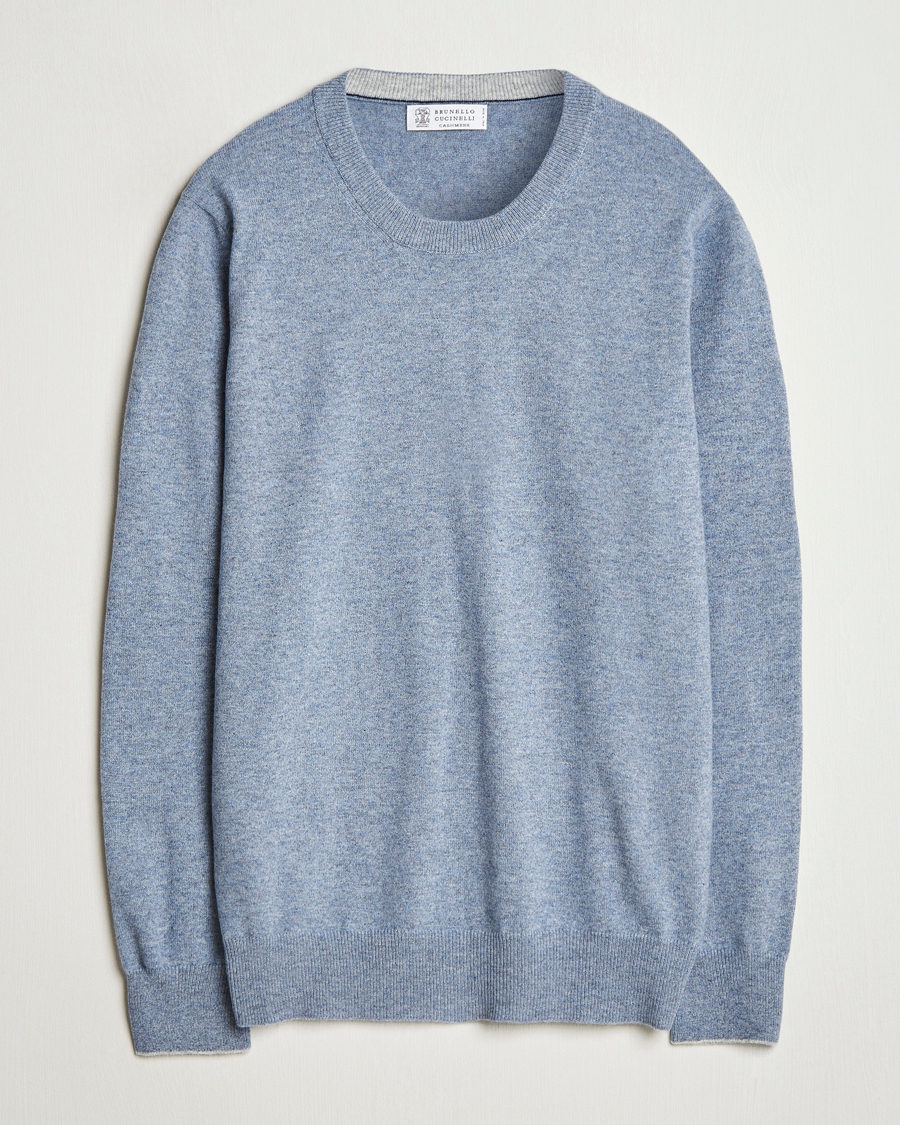 Herren | Pullover | Brunello Cucinelli | 2 Ply Cashmere Pullover Light Blue Denim