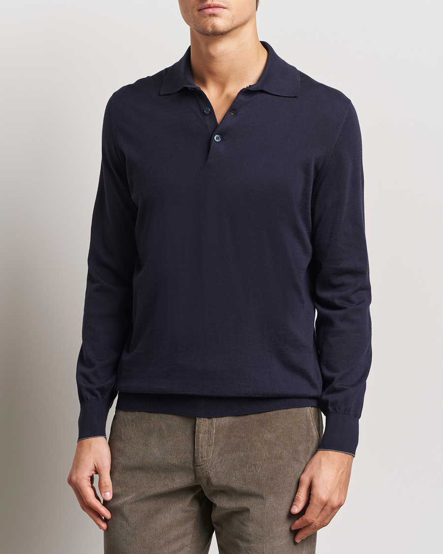 Herren | Pullover | Brunello Cucinelli | Long Sleeve Polo Navy