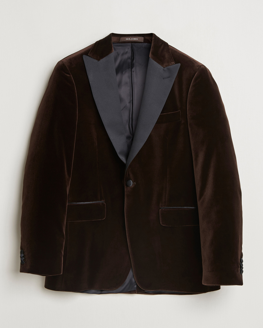 Herren | Sakkos | Oscar Jacobson | Frampton Velvet Tuxedo Blazer Brown