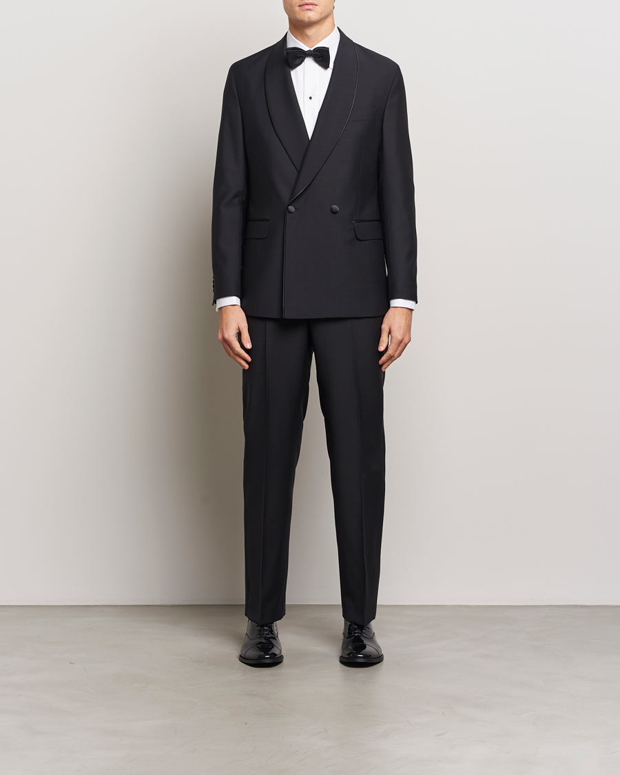 Herren | Sakkos | Oscar Jacobson | Fattore Double Breasted Tuxedo Blazer Black