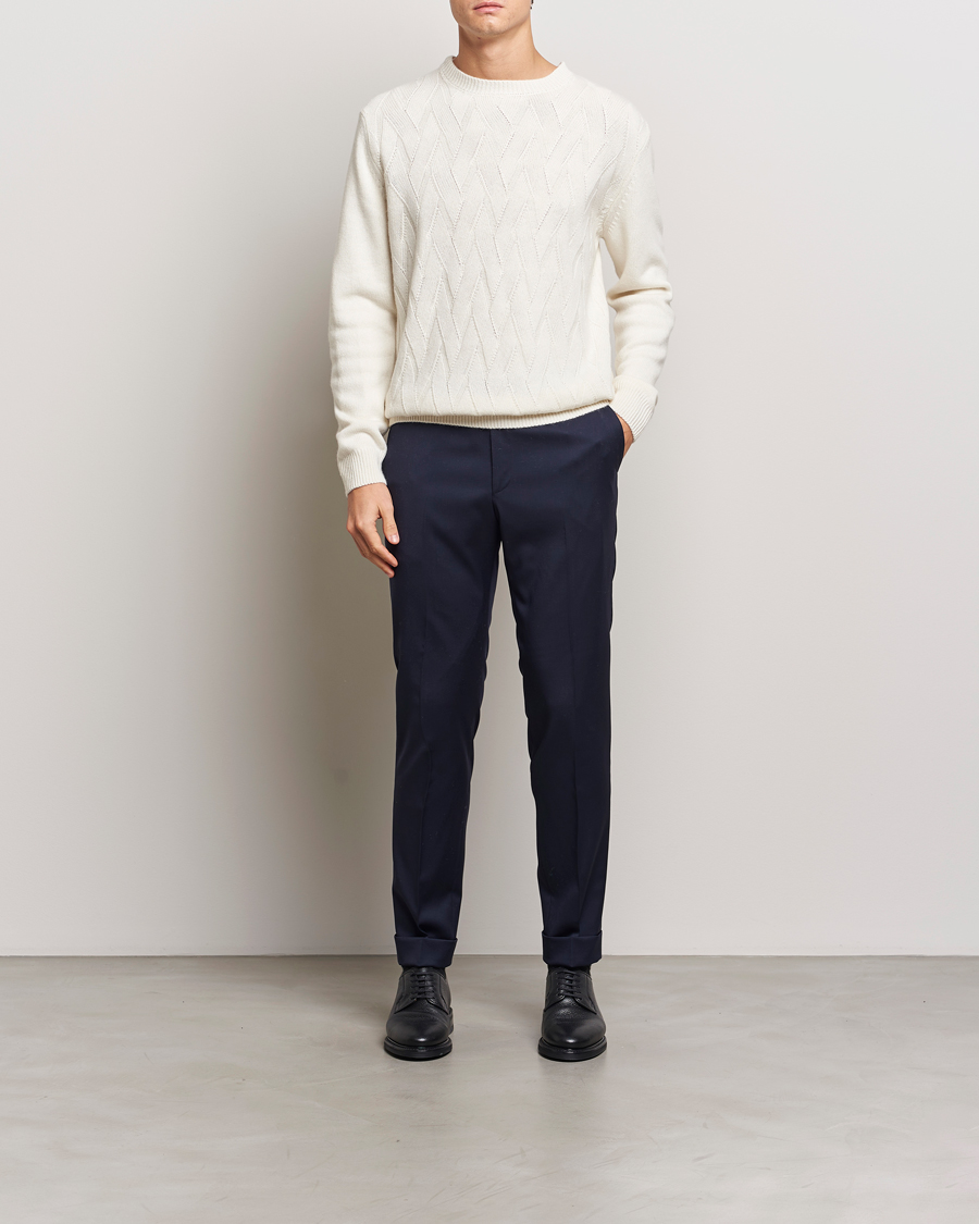 Herren | Pullover | Oscar Jacobson | Aston Wool/Cashmere Knitted Roundneck Off White