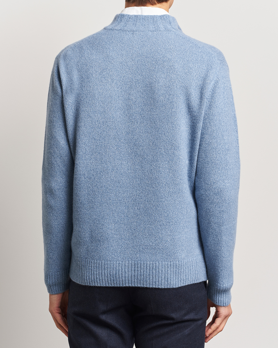 Herren | Pullover | Oscar Jacobson | Paul Wool/Cashmere Melange Half Zip Light Blue