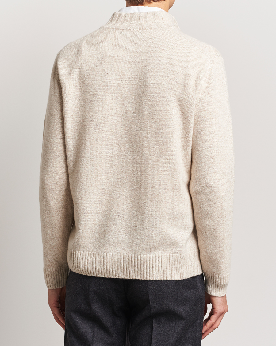 Herren | Pullover | Oscar Jacobson | Paul Wool/Cashmere Melange Half Zip Beige