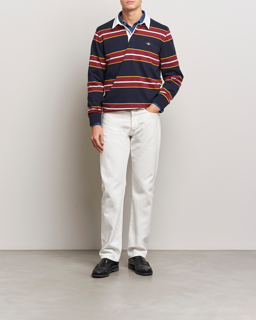 Herren | Pullover | GANT | Yarn Dyed Striped Heavy Rugger Evening Blue