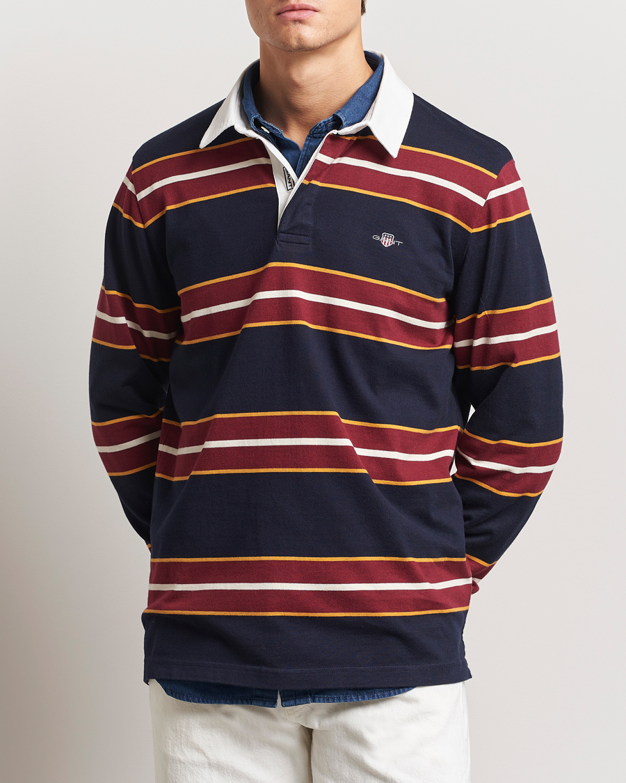 Herren | Pullover | GANT | Yarn Dyed Striped Heavy Rugger Evening Blue