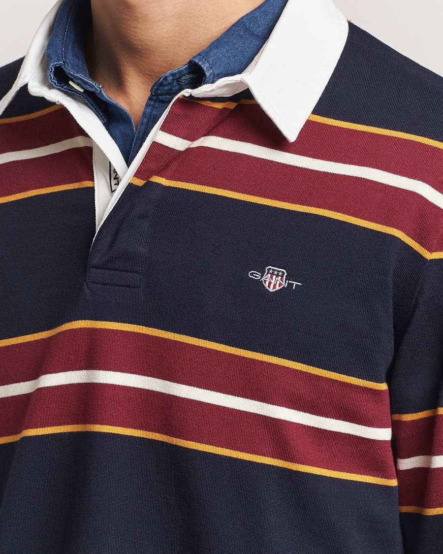 Herren | Pullover | GANT | Yarn Dyed Striped Heavy Rugger Evening Blue