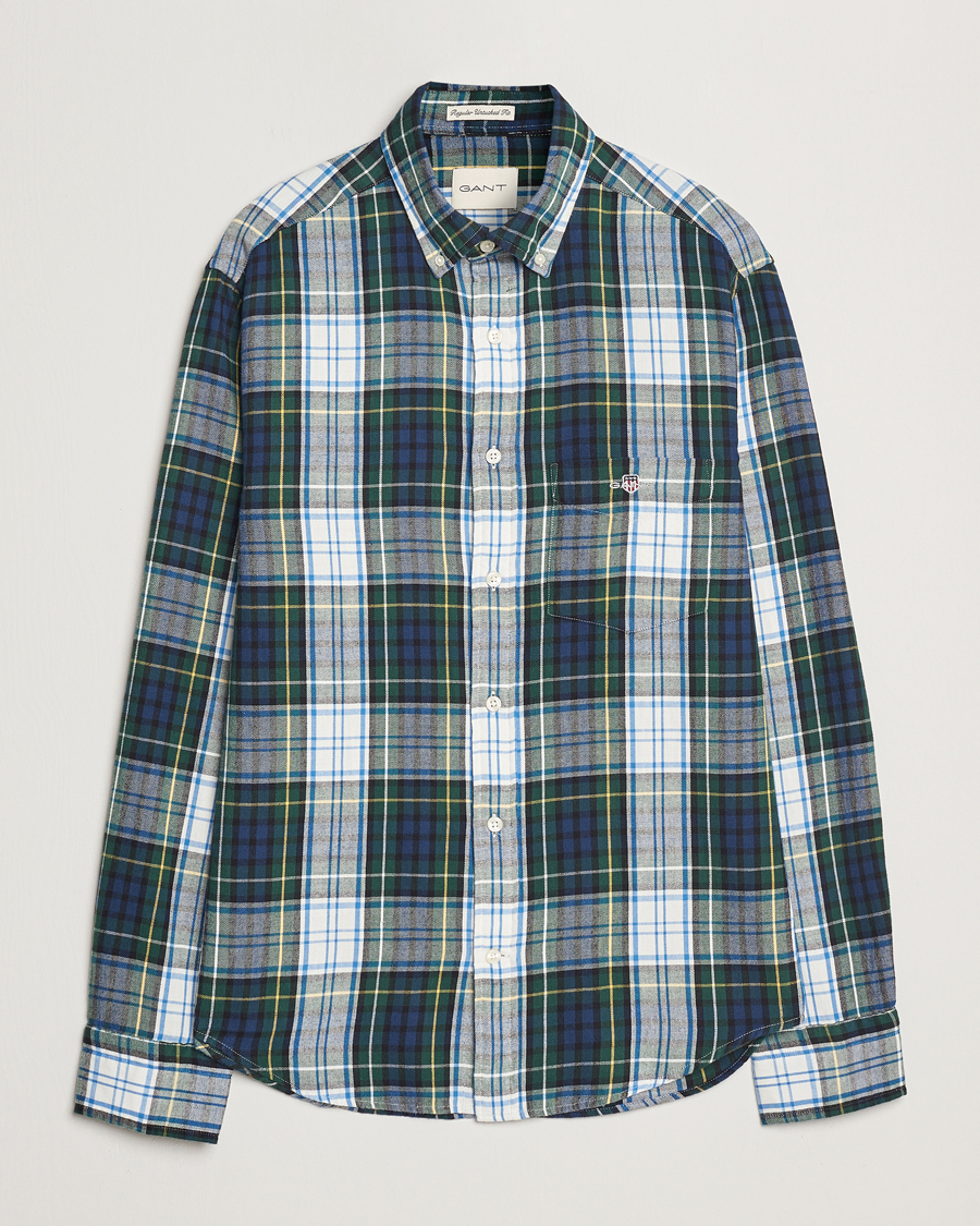 Herren | Hemden | GANT | Regular Flannel Check Shirt Tartan Green