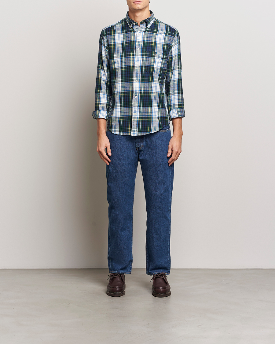 Herren | Hemden | GANT | Regular Flannel Check Shirt Tartan Green