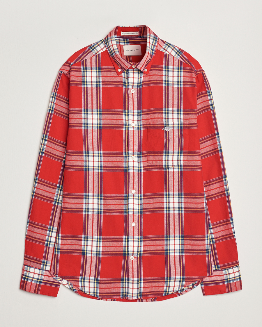 Herren | Hemden | GANT | Regular Flannel Check Shirt Ruby Red