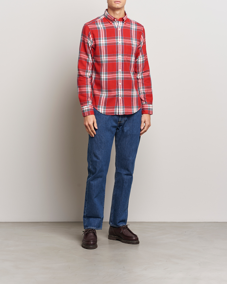 Herren | Hemden | GANT | Regular Flannel Check Shirt Ruby Red