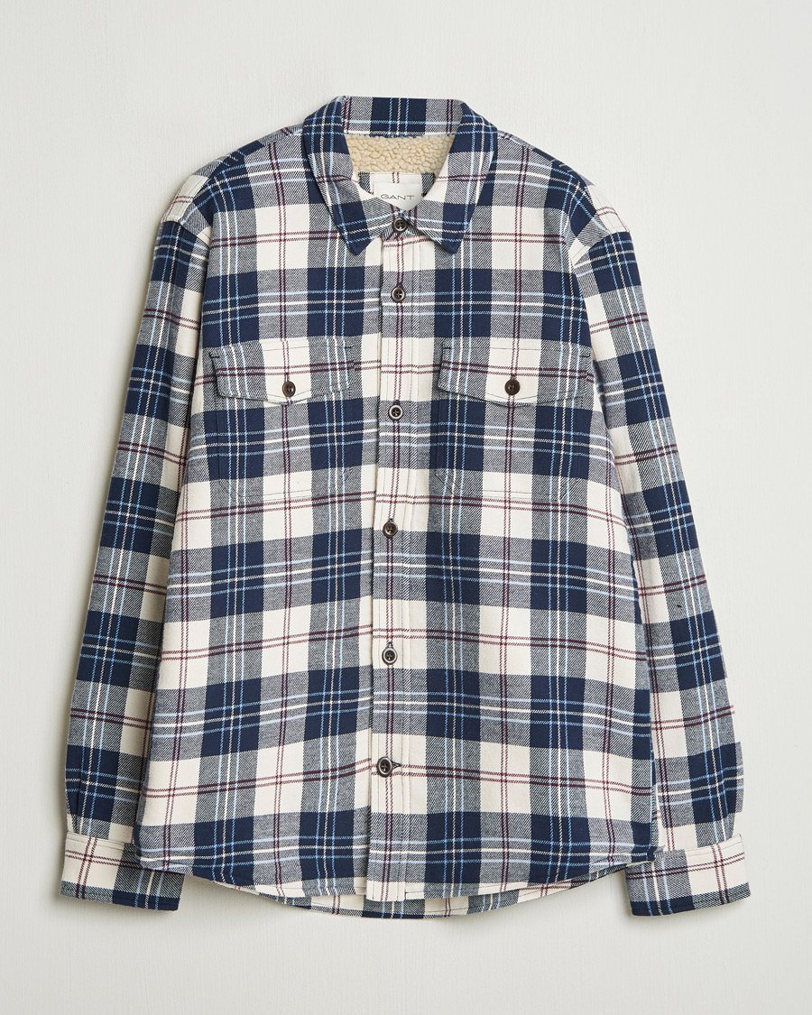 Herren | Hemden | GANT | Flannel Lined Checked Overshirt Evening Blue