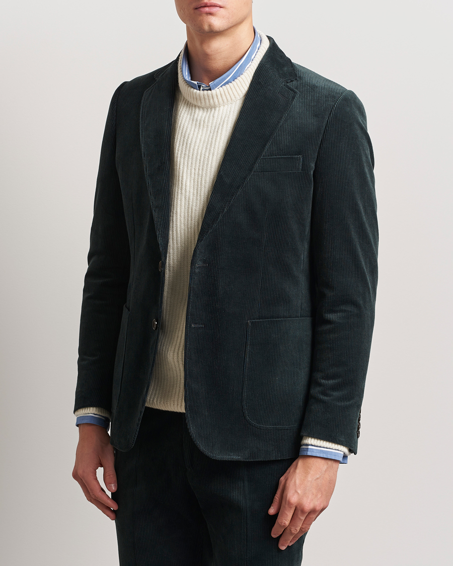 Herren | Sakkos | Gant | Slim Corduroy Suit Jacket Tartan Green