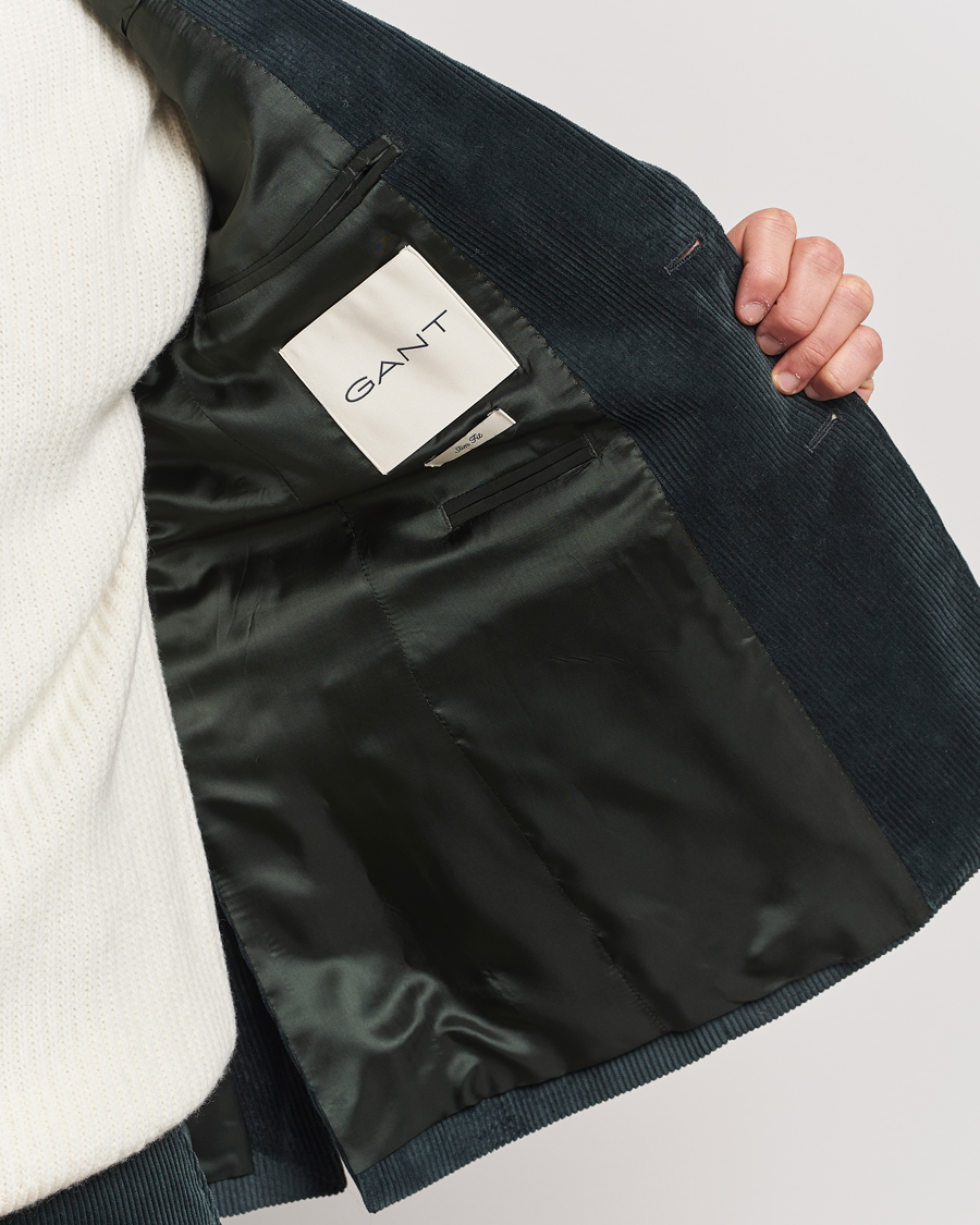 Herren | Sakkos | Gant | Slim Corduroy Suit Jacket Tartan Green