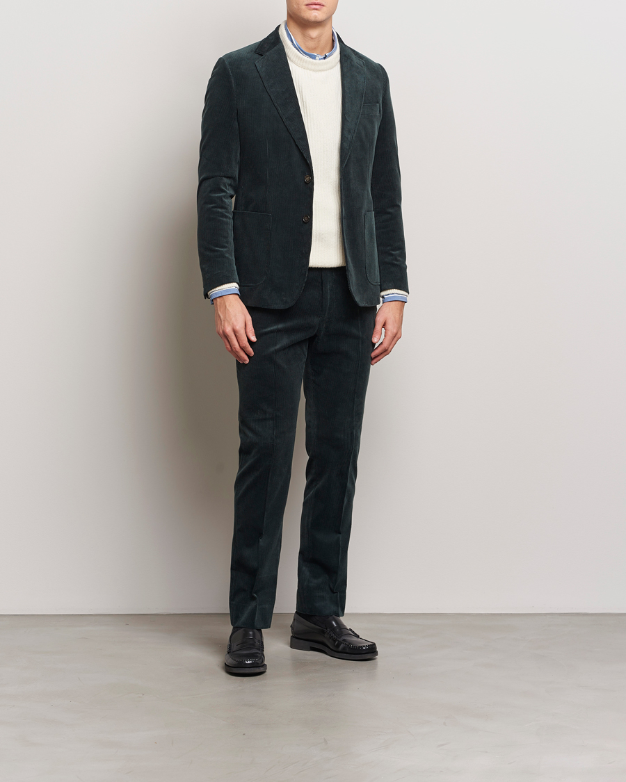 Herren | Hosen | Gant | Slim Corduroy Suit Trousers Tartan Green