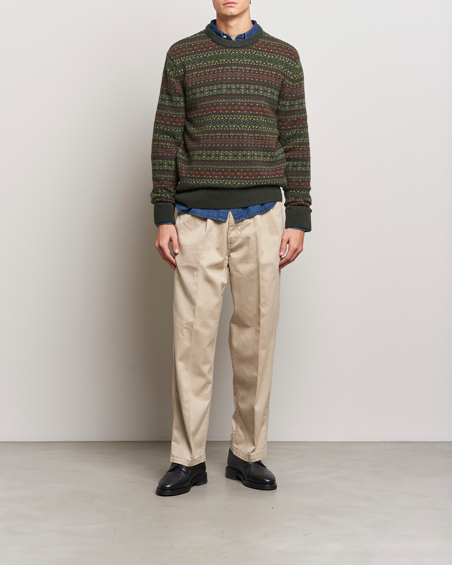 Herren | Pullover | GANT | Wool Fairisle Crew Neck Sweater Deepest Green